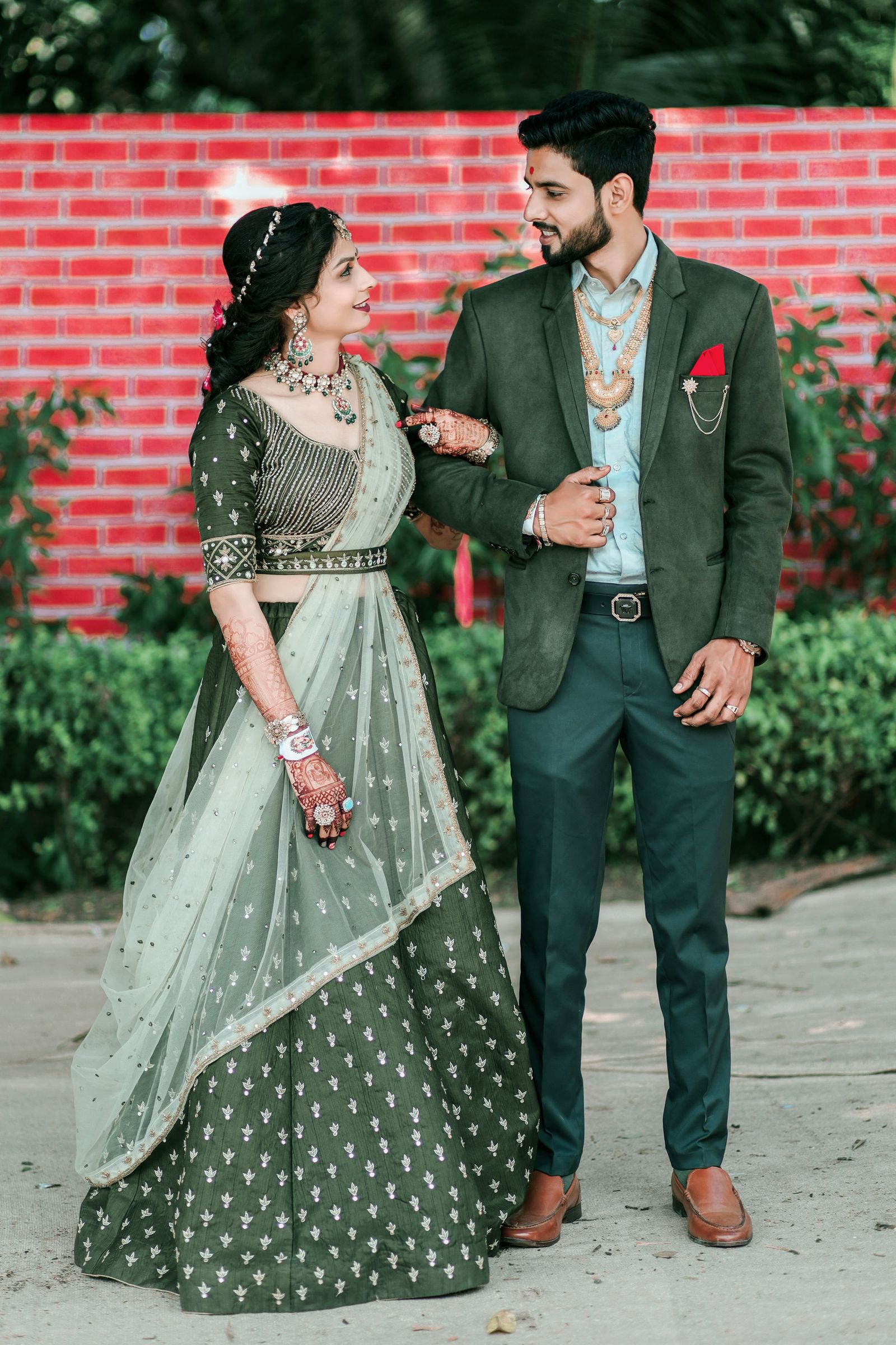 Indian couple in traditional wedding attire